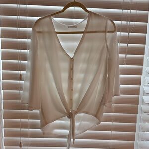 Kancy stores Cream Tie-Front Blouse
